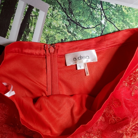 A.Drea 2 Piece Dress A-Line Floral Lace Red Size M - Picture 10 of 15